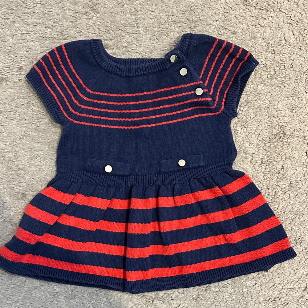 Janie and Jack Navy and Red Striped Dress